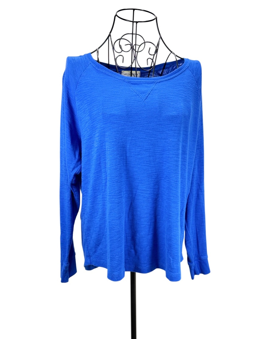 Liz Claiborne Royal Blue Long-Sleeve Scoop Neck Top